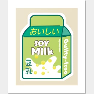 Soy Milk Dairy Free Plant Based Soya Bean Vegan Milk Posters and Art